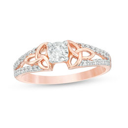 0.29 CT. T.W. Diamond Celtic Knots Split Shank Engagement Ring in 10K Rose Gold