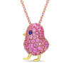 Thumbnail Image 0 of Lab-Created Pink and Blue Sapphire Chick Pendant in Sterling Silver with Two-Tone Rhodium