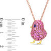 Lab-Created Pink and Blue Sapphire Chick Pendant in Sterling Silver with Two-Tone Rhodium