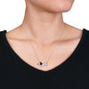 Thumbnail Image 1 of Lab-Created White and Blue Sapphire and Black Spinel Dachshund Necklace in Sterling Silver - 17"