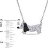 Thumbnail Image 3 of Lab-Created White and Blue Sapphire and Black Spinel Dachshund Necklace in Sterling Silver - 17"