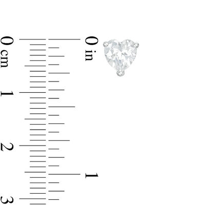 6.0mm Heart-Shaped Lab-Created White Sapphire Solitaire Stud Earrings in Sterling Silver