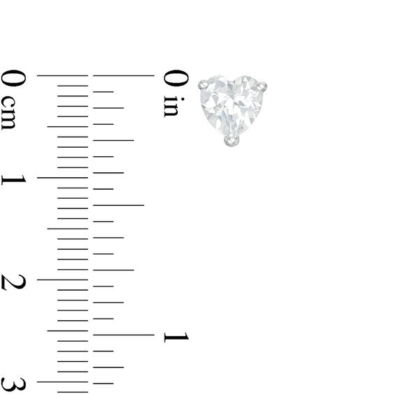 6.0mm Heart-Shaped Lab-Created White Sapphire Solitaire Stud Earrings in Sterling Silver