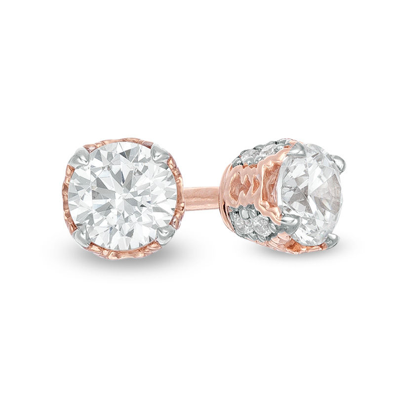 Main Image 1 of Peoples 100-Year Anniversary 0.33 CT. T.W. Certified Canadian Diamond Earrings in 14K Rose Gold (I/I2)