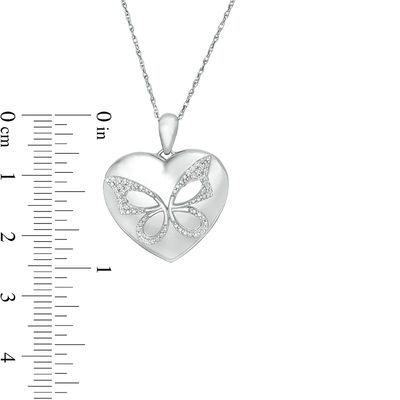 0.065 CT. T.W. Diamond Butterfly Heart Locket in Sterling Silver