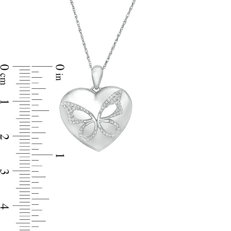 0.065 CT. T.W. Diamond Butterfly Heart Locket in Sterling Silver