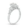 0.95 CT. T.W. Oval Diamond Past Present Future® Frame Vintage-Style Engagement Ring in 14K White Gold