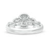 0.95 CT. T.W. Oval Diamond Past Present Future® Frame Vintage-Style Engagement Ring in 14K White Gold