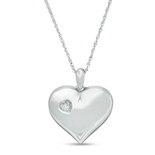 Diamond Accent Double Heart Locket in Sterling Silver