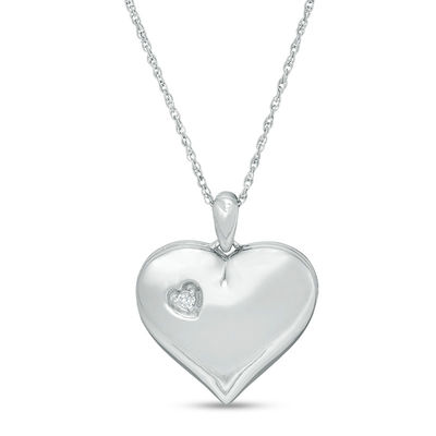 Diamond Accent Double Heart Locket in Sterling Silver