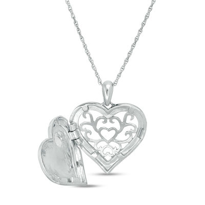 Diamond Accent Double Heart Locket in Sterling Silver