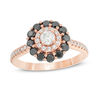 0.95 CT. T.W. Enhanced Black and White Diamond Double Frame Engagement Ring in 10K Rose Gold - Size 7