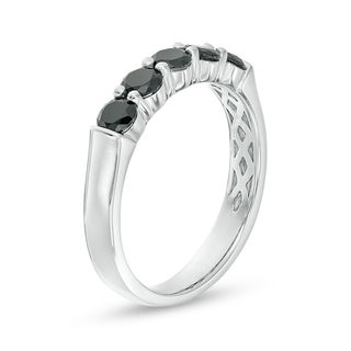 0.95 CT. T.W. Black Diamond Five Stone Anniversary Band in Sterling Silver