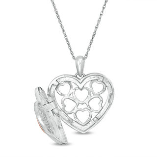 Composite Diamond Accent Heart Locket in Sterling Silver and 10K Rose Gold