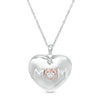 Thumbnail Image 0 of Diamond Accent "MOM" Heart Locket in Sterling Silver and 10K Rose Gold