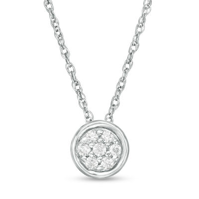 0.115 CT. T.W. Multi-Diamond Circle Pendant in 10K Gold