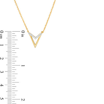 0.04 CT. T.W. Diamond "V" Chevron Necklace in 10K Gold - 17.5"