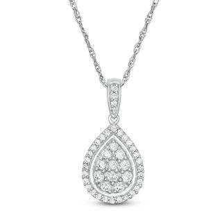 0.45 CT. T.W. Multi-Diamond Teardrop-Shaped Frame Pendant in 10K Gold