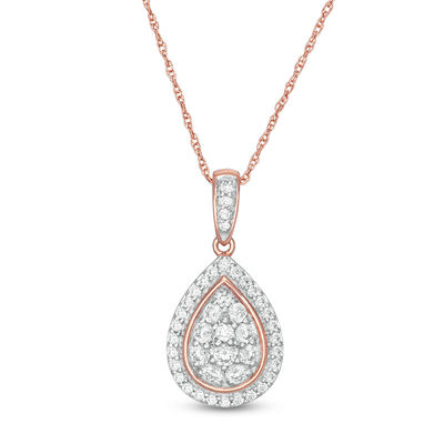 0.45 CT. T.W. Multi-Diamond Teardrop-Shaped Frame Pendant in 10K Rose Gold