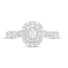 0.40 CT. T.W. Emerald-Cut Diamond Double Frame Art Deco Vintage-Style Engagement Ring in 10K White Gold