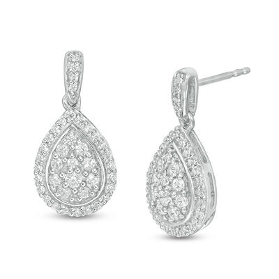 0.69 CT. T.W. Multi-Diamond Teardrop-Shaped Frame Drop Earrings in 10K Gold