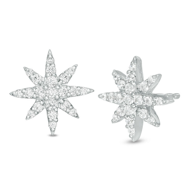 0.29 CT. T.W. Diamond Starburst Stud Earrings in Sterling Silver|Peoples Jewellers