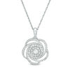 0.45 CT. T.W. Diamond Flower Orbit Pendant in Sterling Silver