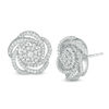 Thumbnail Image 0 of 0.45 CT. T.W. Diamond Flower Orbit Stud Earrings in Sterling Silver