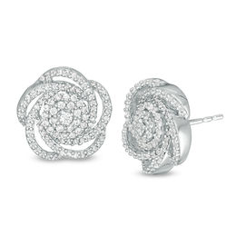 0.45 CT. T.W. Diamond Flower Orbit Stud Earrings in Sterling Silver