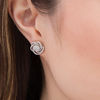 Thumbnail Image 1 of 0.45 CT. T.W. Diamond Flower Orbit Stud Earrings in Sterling Silver