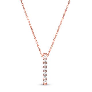 0.065 CT. T.W. Diamond Vertical Bar Pendant in 10K Rose Gold