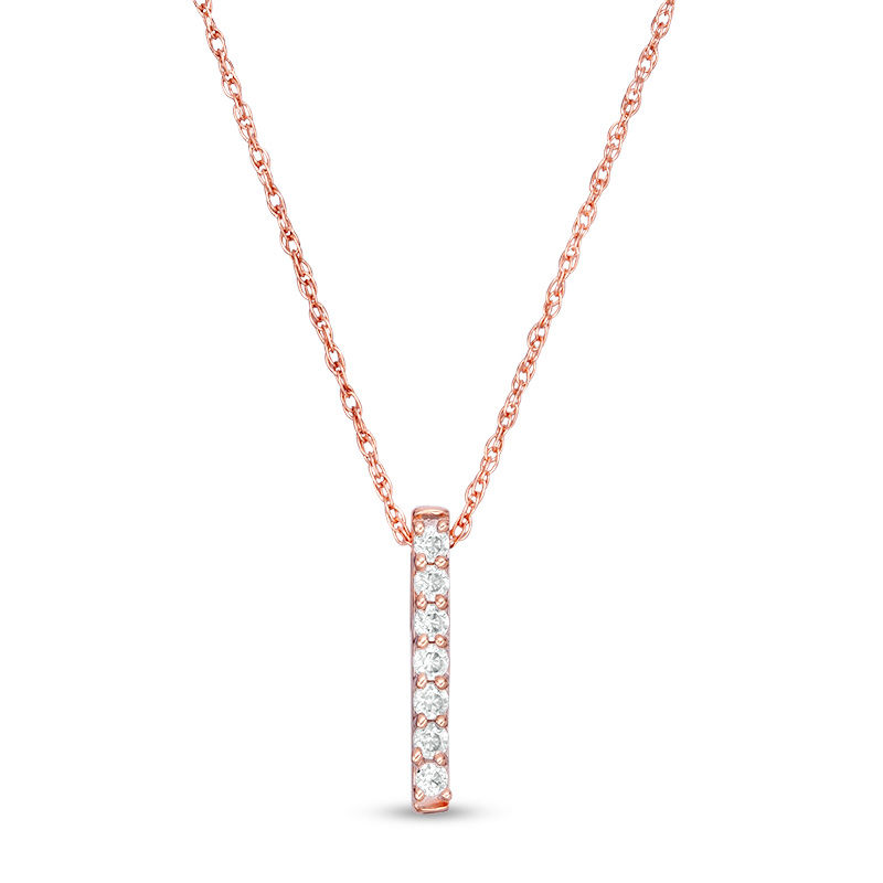 0.065 CT. T.W. Diamond Vertical Bar Pendant in 10K Rose Gold | Peoples ...