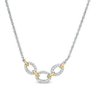 0.18 CT. T.W. Diamond Link Necklace in Sterling Silver and 10K Gold - 17"