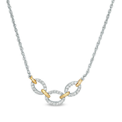 0.18 CT. T.W. Diamond Link Necklace in Sterling Silver and 10K Gold - 17"