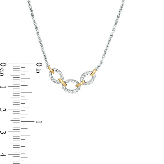 0.18 CT. T.W. Diamond Link Necklace in Sterling Silver and 10K Gold - 17"