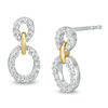 Thumbnail Image 0 of 0.23 CT. T.W. Diamond Link Drop Earrings in Sterling Silver and 10K Gold