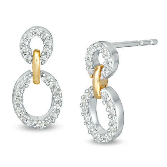 0.23 CT. T.W. Diamond Link Drop Earrings in Sterling Silver and 10K Gold