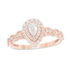 Thumbnail Image 1 of 0.40 CT. T.W. Pear-Shaped Diamond Double Frame Art Deco Vintage-Style Engagement Ring in 10K Rose Gold