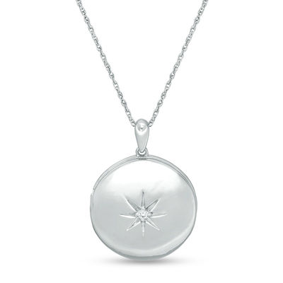 Diamond Accent Sunburst Locket in Sterling Silver