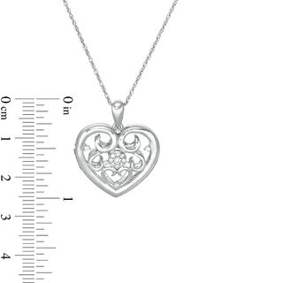 0.065 CT. T.W. Diamond Ornate Heart Locket in Sterling Silver