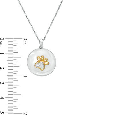 0.04 CT. T.W Composite Diamond Round Paw Print Locket in Sterling Silver and 10K Gold