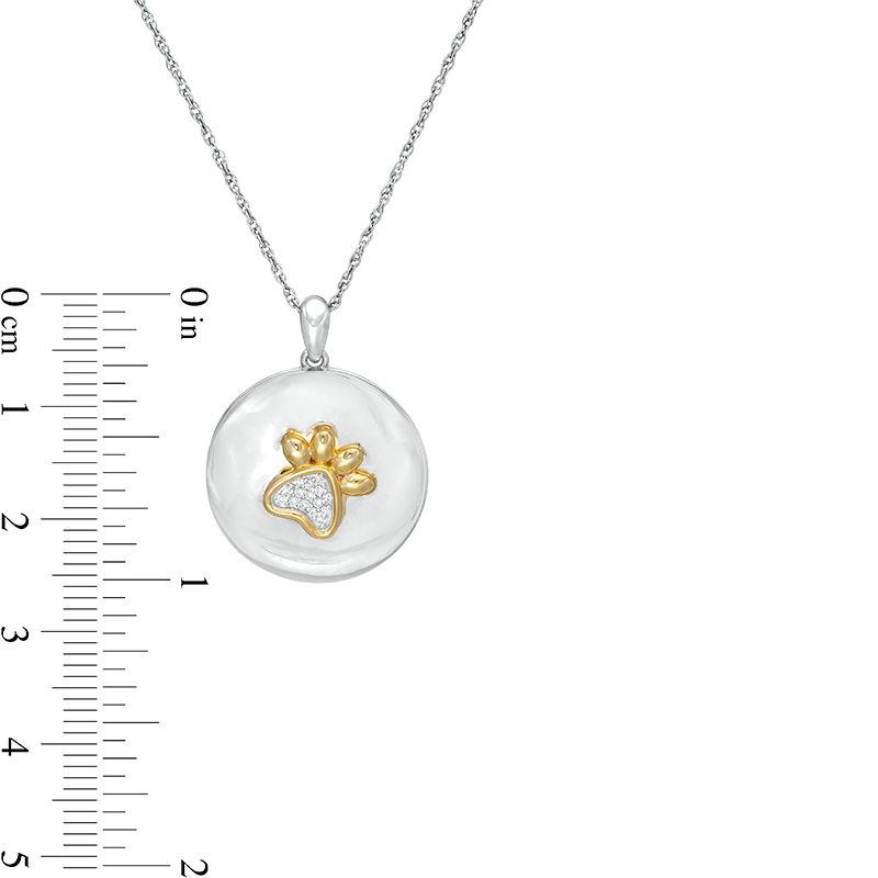 0.04 CT. T.W Composite Diamond Round Paw Print Locket in Sterling Silver and 10K Gold|Peoples Jewellers