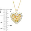 0.086 CT. T.W. Diamond Heart Outline Flower Locket in Sterling Silver with 14K Gold Plate