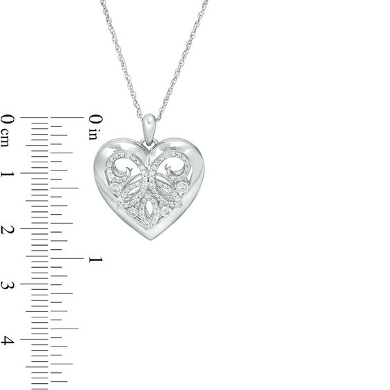 0.065 CT. T.W. Diamond Ornate Heart Locket in Sterling Silver