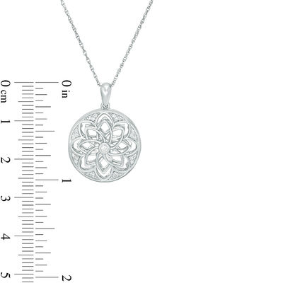 0.115 CT. T.W. Diamond Ornate Flower Locket in Sterling Silver