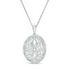 Thumbnail Image 0 of 0.118 CT. T.W. Diamond Oval Flower Locket in Sterling Silver