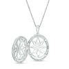 Thumbnail Image 2 of 0.118 CT. T.W. Diamond Oval Flower Locket in Sterling Silver