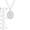 Thumbnail Image 3 of 0.118 CT. T.W. Diamond Oval Flower Locket in Sterling Silver