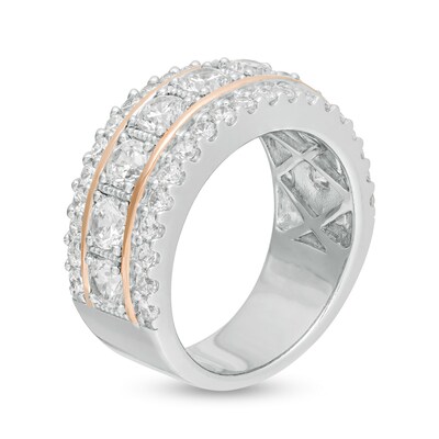 2.00 CT. T.W. Diamond Multi-Row Band in 10K White Gold and 14K Rose Gold Plate