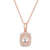 Thumbnail Image 0 of Oval Morganite and 0.15 CT. T.W. Diamond Double Cushion Frame Drop Pendant in 10K Rose Gold